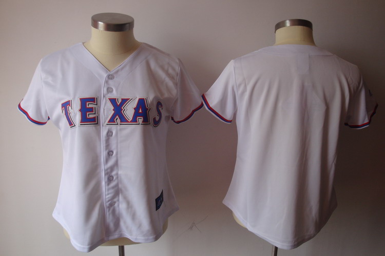 Rangers Blank White Women's Fashion Stitched MLB Jersey - Click Image to Close